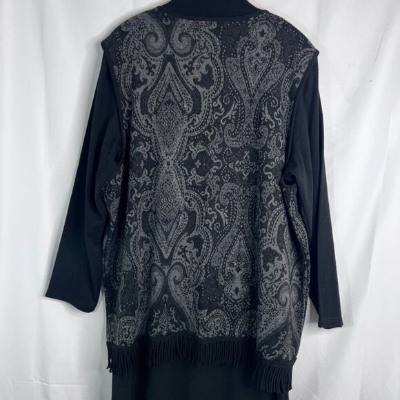 Lennie for Nina Leonard Black Sweater Dress & Shawl Cardigan (Attached) Sz 2X - Picture 3 of 14